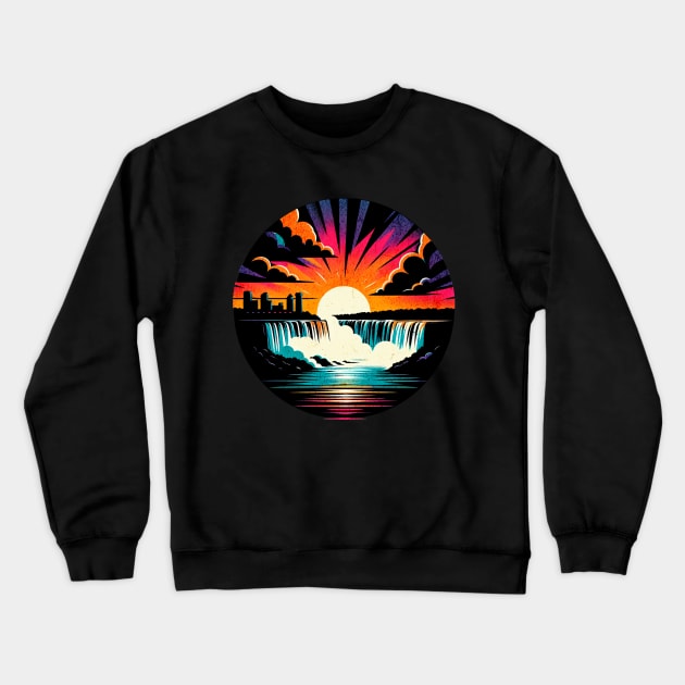 Niagara Falls Vintage Circle Design Crewneck Sweatshirt by Miami Neon Designs